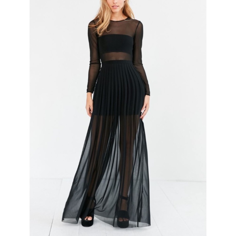Silence & Noise Katerina Pleated Mesh Maxi Dress